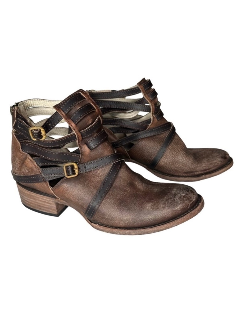 Freebird By Steven “Stair” Strappy Leather Booties. Size 7